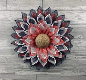 Patriotic Flower Wreath, Military Retirement Gift, Farmhouse patriotic decor, Am